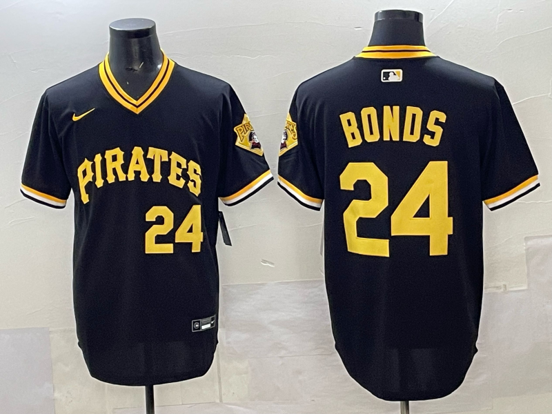 Men Pittsburgh Pirates #24 Bonds black Nike MLB 2025 Jersey 02->houston texans->NFL Jersey